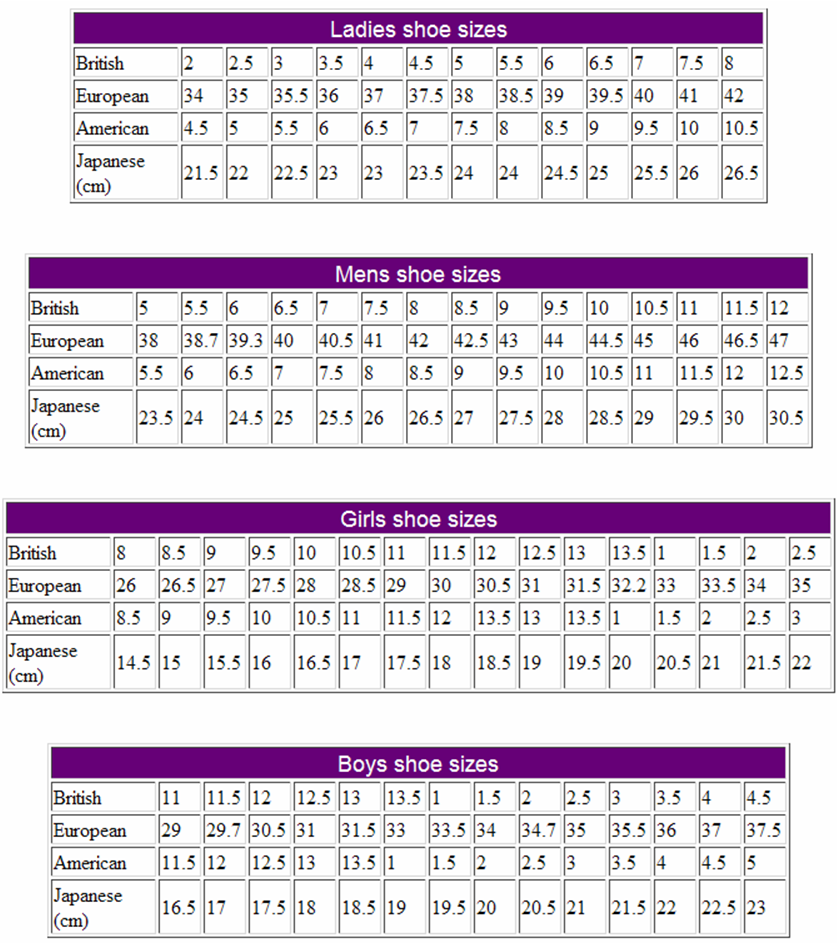 Philippines Shoe Size Charts: Conversion and Measurements